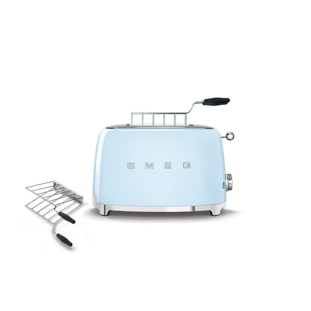 Combinación de tostadora y estante para sándwiches Smeg de 2 rebanadas, color azul pastel