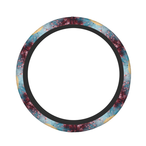 Vsdgher Woman Under Blossoming Tree Pattern Elastic Car Steering Wheel Cover,Car Wheel Cover Protector Car Accessory for Steering Wheel with a Diameter of 14.5"-15"