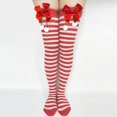 thumbnail image 2 of LckLvx Womens Christmas Knee-High Socks Striped Bowknot Knee Length Long Socks Comfy Stretch Thigh High Stockings, 2 of 4