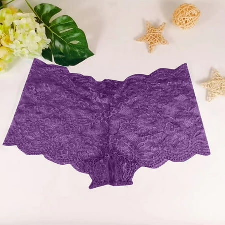 BYHONG Women s Sexy Underwear Sexy Lace Open Panties Multi Color Plus Size Underwear Panties for Women Purple XXXL