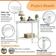 thumbnail image 3 of Half Moon Console Table, 2 Tier End Table with Cloud Design Top and Open Shelf, 42'' Retro Semi Circle Entryway Table with Wood Frame and Legs for Living Room, Hallway, 3 of 9