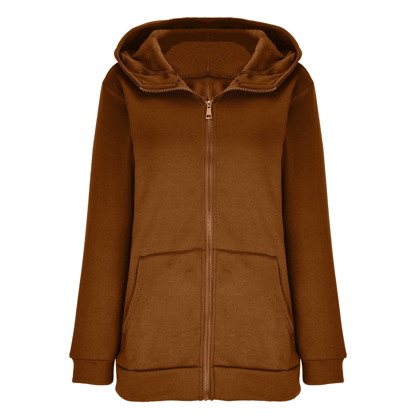 CHGBMOK Zip Up Hoodies for Women Solid Color Long Sleeve Sweatshirts Fall  Winter Jacket Coat Tops With Pockets 