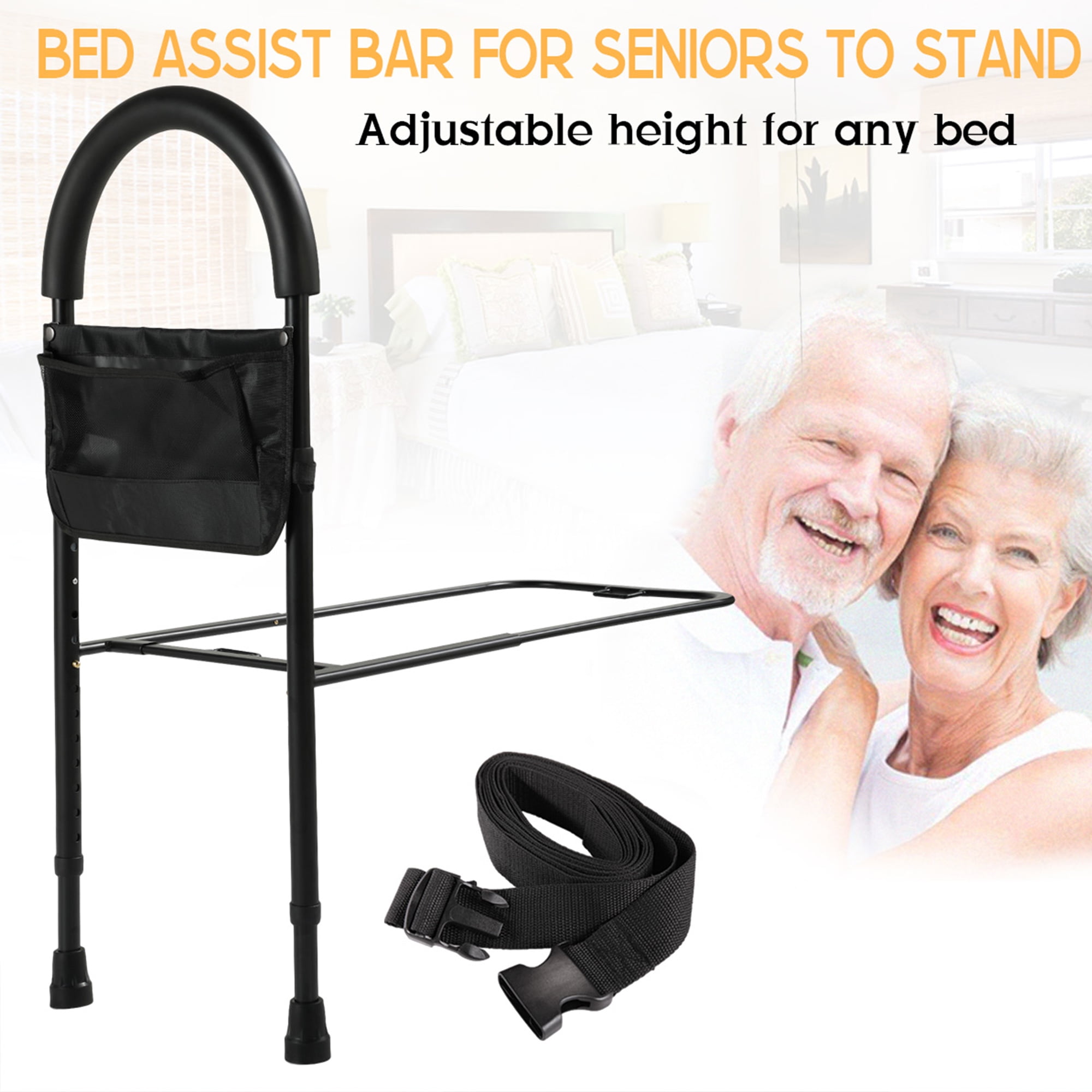 Sandinrayli Height Adjustable Bed Rail, Bed Assist Grab Bar with