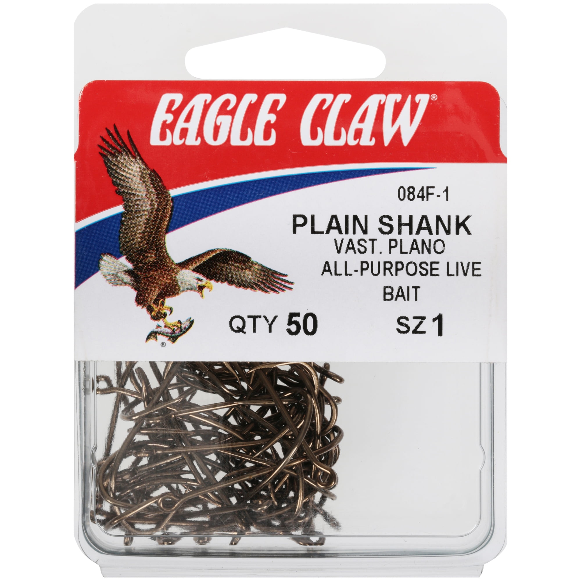 50 Piece Bronze Eagle Claw 084F-2 Plain Shank Offset Fishing Hook 
