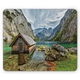 thumbnail image 1 of Landscape Mouse Pad, Dock on the Lake with Small Shed Alpine Mountains Germany European Nature Photo, Rectangle Non-Slip Rubber Mousepad, Multicolor, by Ambesonne, 1 of 2