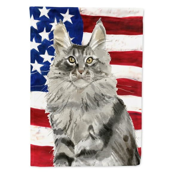 Carolines Treasures CK3034CHF Maine Coon American Flag Flag Canvas House Size  Large multicolor