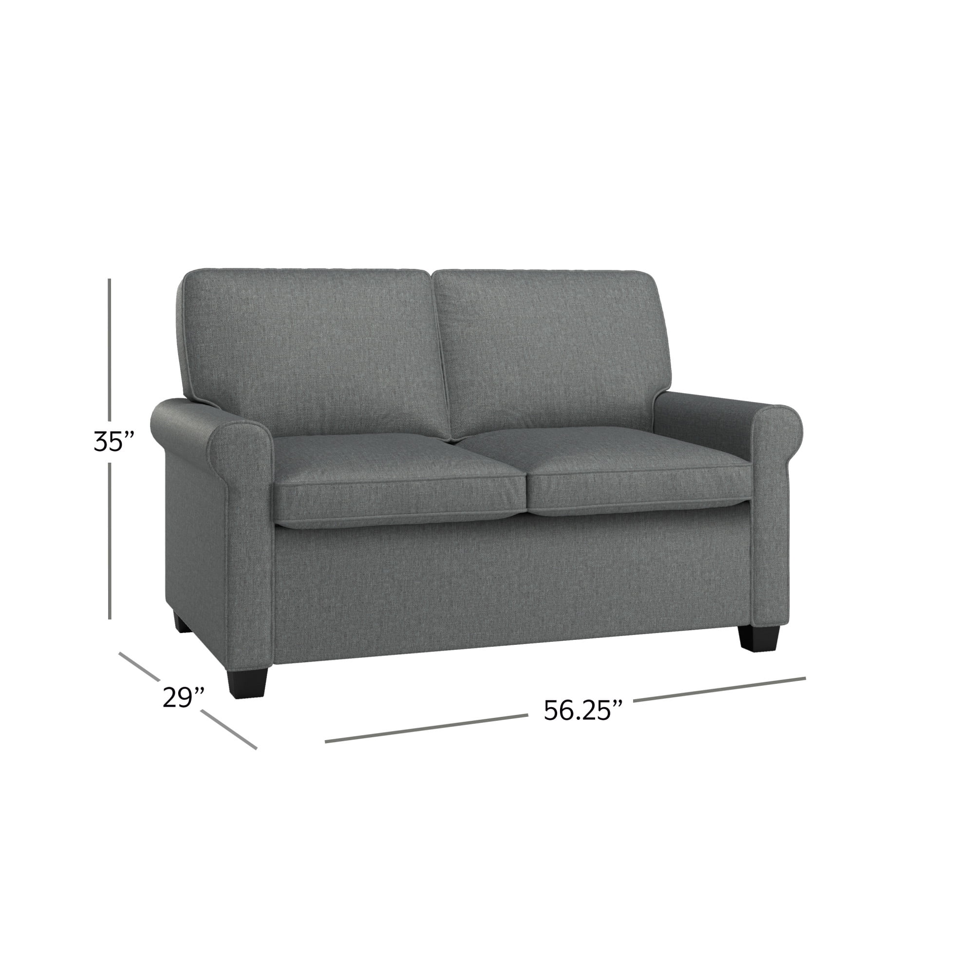 Mainstays Tatum Twin Sleeper 56.25" Loveseat, Dark Gray