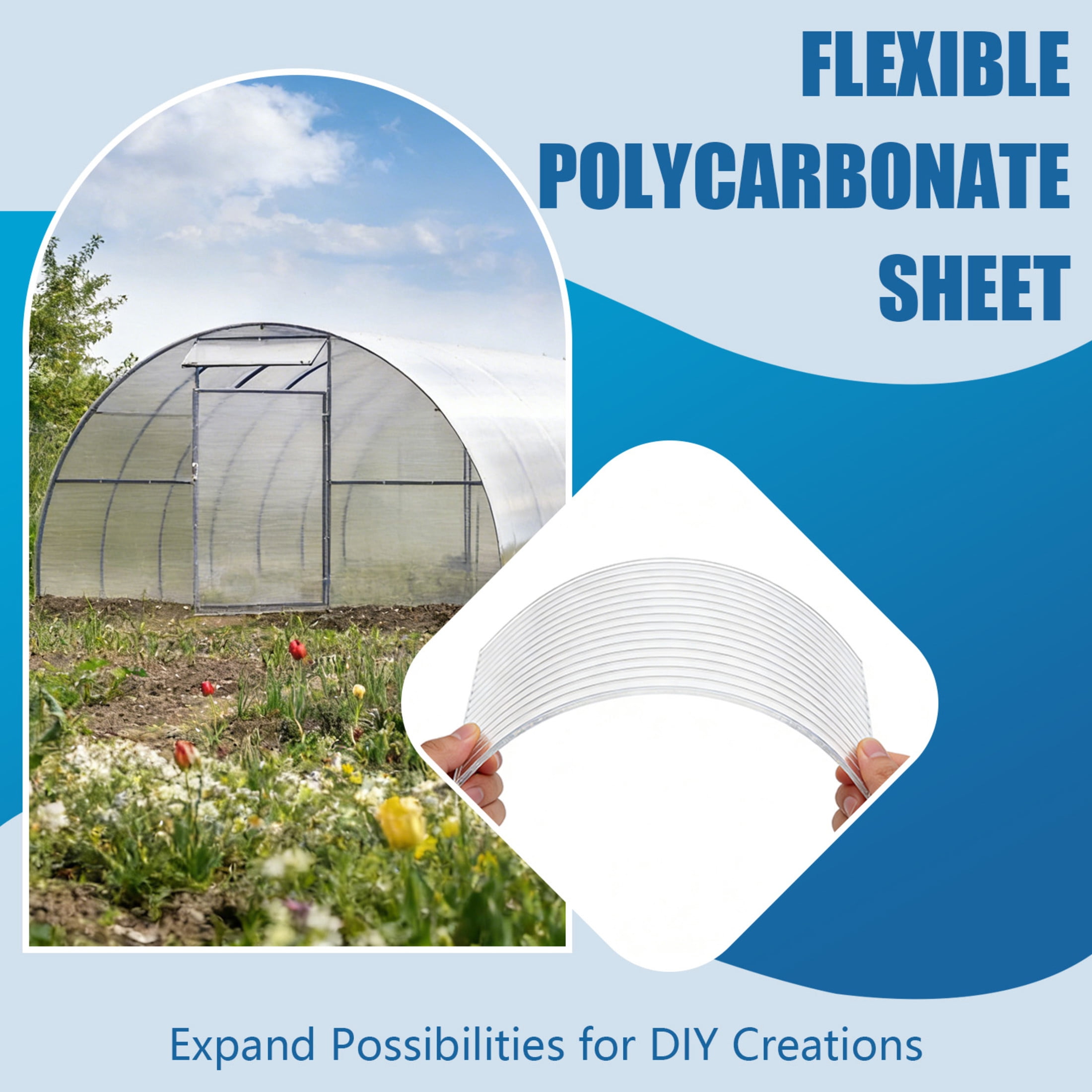 Noble House 6 Pack Twin-Wall Polycarbonate Greenhouse Panels, 5' x 2' UV-Protected Sheets, Transparent
