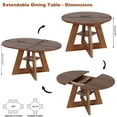 thumbnail image 2 of Fsbecl Mid Century Modern Extendable Round Dining Table 43.3in-59in for 4-8, Wooden Kitchen Dining Table, Walnut, 2 of 8