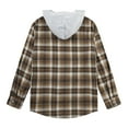 thumbnail image 3 of Actgleam Boys Girls Plaid Shirts Long Sleeve Button Down Hooded Plaid Top Outfits 5-12Years,Khaki, 3 of 10