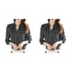 thumbnail image 4 of Jumpingount Blusa de mujer Blusa de manga larga Blusa con cuello en V Blusa de manga larga con rayas delanteras en blanco y negro Type2 NO2, 4 of 6