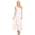 thumbnail image 5 of Sakkas Zendaya Stonewashed Rayon Embroidered Floral Vine Sleeveless V-Neck Dress - White - 1X/2X, 5 of 5