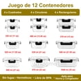 thumbnail image 4 of MAGMALIFE Juego de 24 Piezas, 12 Contenedores de Vidrio Y 12 Tapas, Herméticos, Tapas de Cierre Fácil, Refractarios Resistentes Aptos para Horno, Microondas, Refrigerador, apilables, 4 of 8