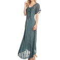 thumbnail image 3 of Sakkas Egan Long Embroidered Caftan Dress / Cover Up With Embroidered Cap Sleeves - Teal - One Size Regular, 3 of 5
