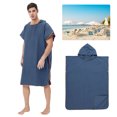 thumbnail image 4 of Toalla Baño Playa para Acampar Al Aire Libre Microfibra Albornoz Con Capucha para Adultos Secado Rápido Y Absorbente Toalla Baño Capa Piscina Junto Al Mar (azul Marino + Borde Naranja), 4 of 9