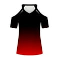 thumbnail image 4 of Lovskoo Womens Summer Tops Trendy Gradient Print V-Neck Off Shoulder Casual Short Sleeved Top Shirt Red, 4 of 6