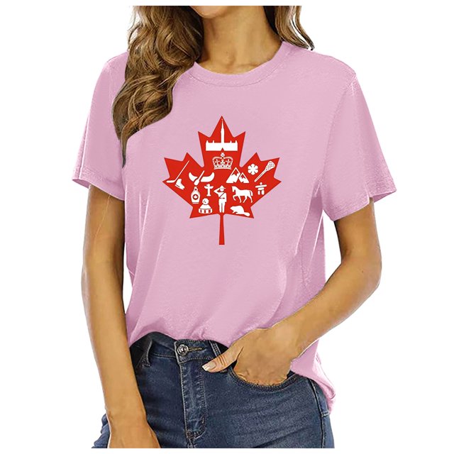 TSADFHJI Hauts pour Femmes Automne Mode Décontractée Imprimé Mignon Col Rond Manches Courtes T-Shirt Haut TTTG