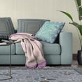 thumbnail image 4 of Amrita Sen Designs CAPL632FSDS-BL-18x18 18 x 18 in. Pond Peacock Suede Blown & Closed Pillow - Muted Aqua & White, 4 of 5
