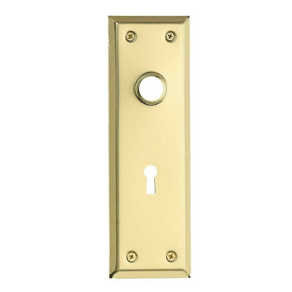 Door Back Plate Bright Solid Brass Stamped w/Keyhole 7 1/8" | Renovator's Supply