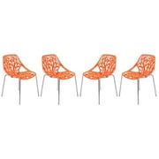 HomeStock Beachy Boho Modern Dining Chair with Chromed Legs - Set of 4