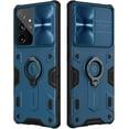 thumbnail image 1 of Funda para Galaxy S21 Ultra con cubierta para cámara y soporte, protección de lente deslizante + soporte de anillo de 360°, resistente a impactos, a prueba de golpes, funda protectora para Samsung, 1 of 7