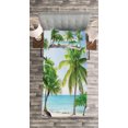 thumbnail image 3 of Ambesonne Coastal Quilted Bedspread Set 2 Pcs, Palm Trees Island Shore, Twin Size, Green Aqua Coconut, 3 of 3