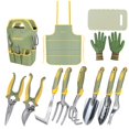 thumbnail image 1 of Set de herramientas de jardinería iHansee de 12 piezas de aluminio con delantal y guantes, 1 of 8