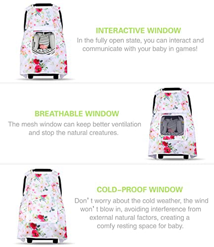 Soft Warm Velvet Material Newborn Kick-Proof Stroller Cover Car Seat Covers for Babies Infant Carseat Canopy for Boys Girls Windproof Carrier Cover with Breathable Mesh Peep Window Elephant 