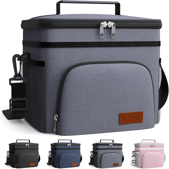 GASTROPOD Insulated Lunch Box for Men&Women-Leak-Proof Cooler Lunch Bag with 4 Pockets,Adjustable Strap,Ideal for Work,Picnic,Travel-Medium,Light Grey,10.2"×6.9"×8.5"