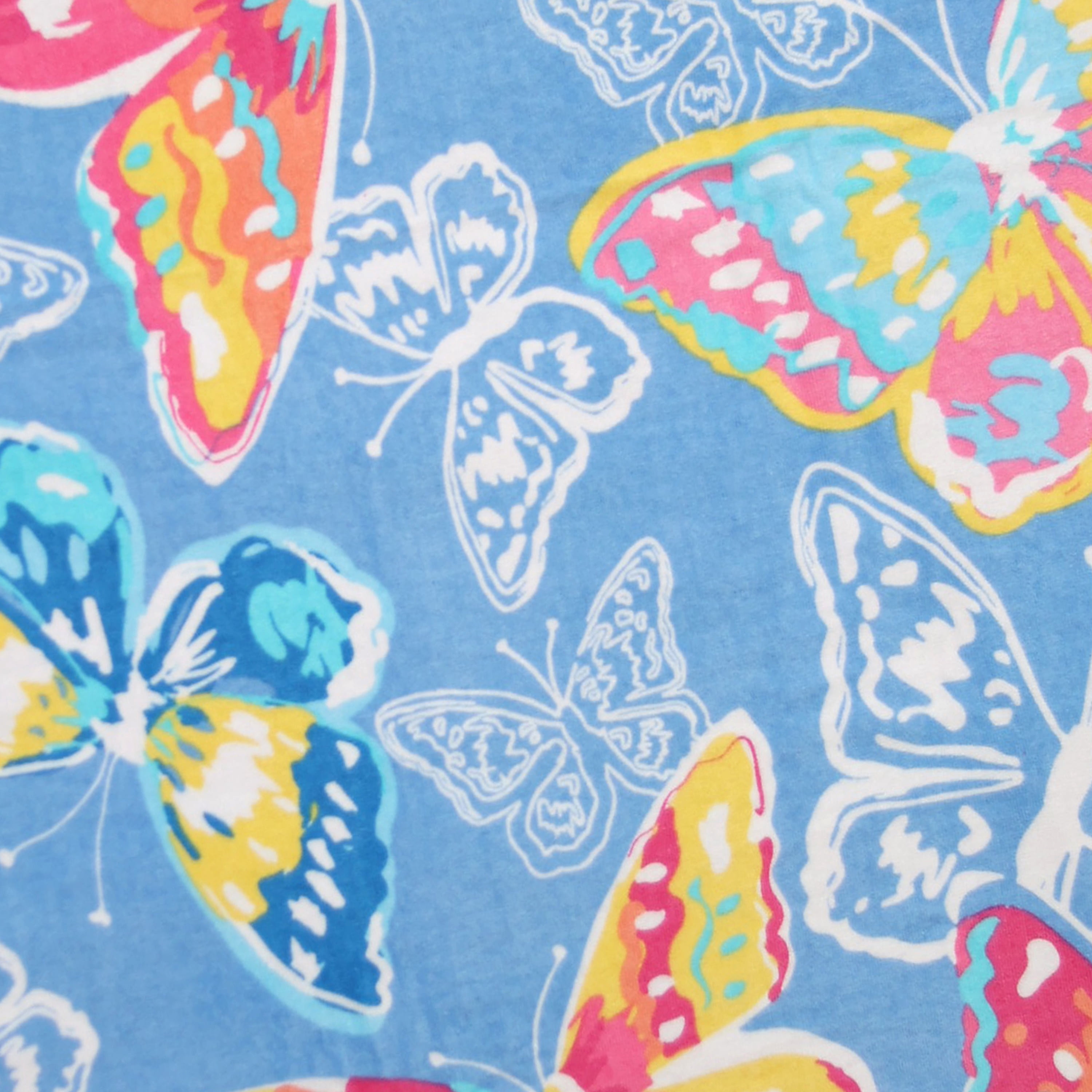 Mainstays Everyday Printed Butterfly Cotton-Blend Velour Beach Towel, 30" X 60"