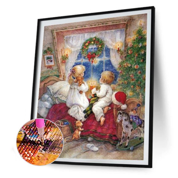 Cuadros Decorativos Taladro redondo completo Pintura de diamante Niño festivo Mosaico Dibujo de diamantes de imitación (W852) Ehuebsd embutido en tela