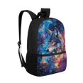 thumbnail image 2 of Uourmeti Colorful Wolf Pattern Backpack for Students, 17 Inch Smooth Zipper Durable Student Bookbag for School Camping, 2 of 6