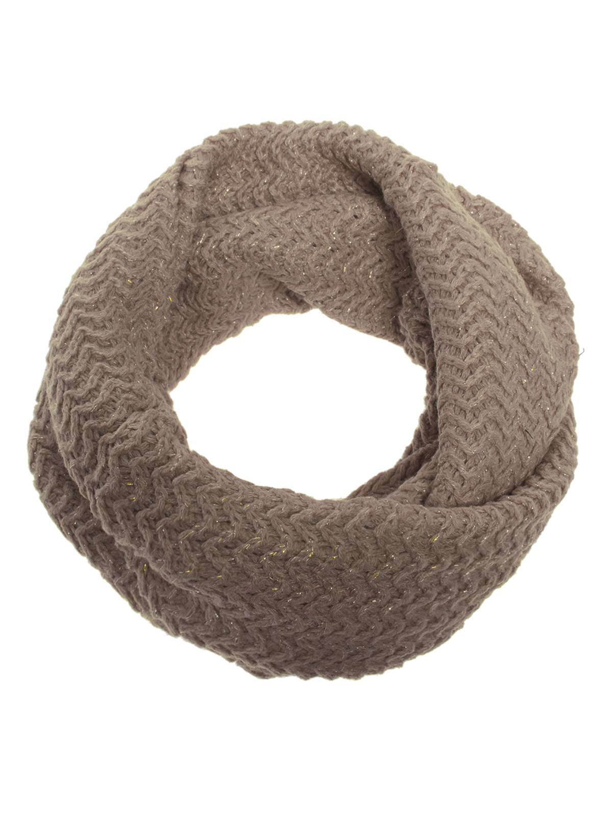 Reversible Black Cream Brown Snood Tube Scarf Infinity Loop Knitted Loose Knit 