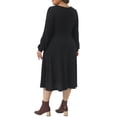 thumbnail image 3 of Agnes Orinda Women's Plus Size Long Sleeve Dress Square Neck Pockets Casual Flowy A Line Midi Knit Dresses 4X Black, 3 of 6