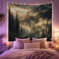 thumbnail image 2 of Misty Alpine Evergreen Forest with Sunlit Peaks and Fog, Dramatic Rustic for Nature Lovers, Scenic Mountain Wall Decor, Housewarming Gift Tapestry Wall Hanging for Bedroom and Living Room, 2 of 7
