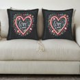 thumbnail image 3 of Set of 2 Decorative Throw Pillow Covers 18x18in - Vibrant Pink Heart with Floral Design Perfect for Couch Bed or Car, 3 of 8