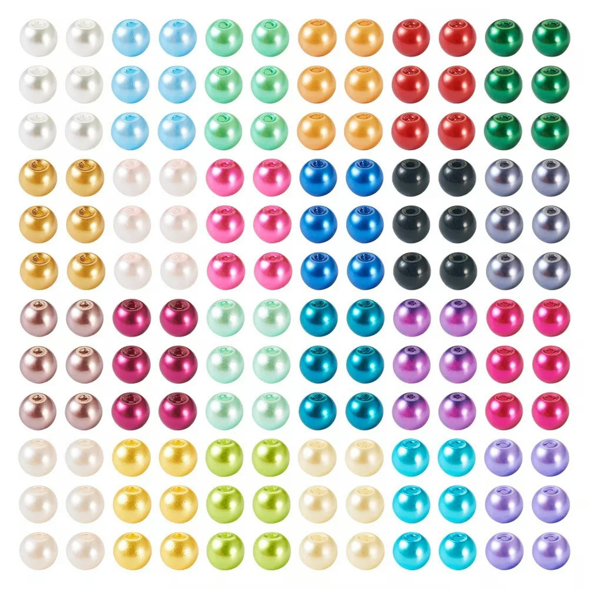 U8MO 1 Box 24 Colors Baking Painted Pearlized Glass Pearl Round Beads Crafts 6~7mm