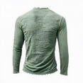 thumbnail image 4 of UDAUDU Linen Shirts for Men Long Sleeve Summer Fall Vintage V Neck T Shirts Men Frayed Raw Edges Beach Vacation Tassel Tops Army Green L, 4 of 5