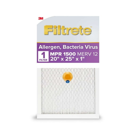 Filtrete 20x25x1 Smart Air Filter, MPR 1500 MERV 12, Allergen, Bacteria Virus, 1 Filter