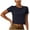 Black, variant on Womens Round Neck Quick Dry Yoga Shirt Short Sleeve Sports Top Fitness Workout Clothes 2025 Casual Comfort Stretchy Breathable