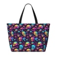 thumbnail image 2 of Daiia mushroom Skull star Beach Travel Bag - Water-Resistant Beach Bag, Lightweight Tote with 7 Pockets for Women and Men - Gym,Pool,Camping,Reusable Grocery Bag, 2 of 7