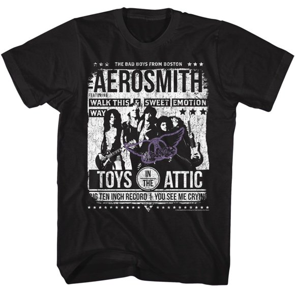 Aerosmith Aero Poster Black Adult T-Shirt