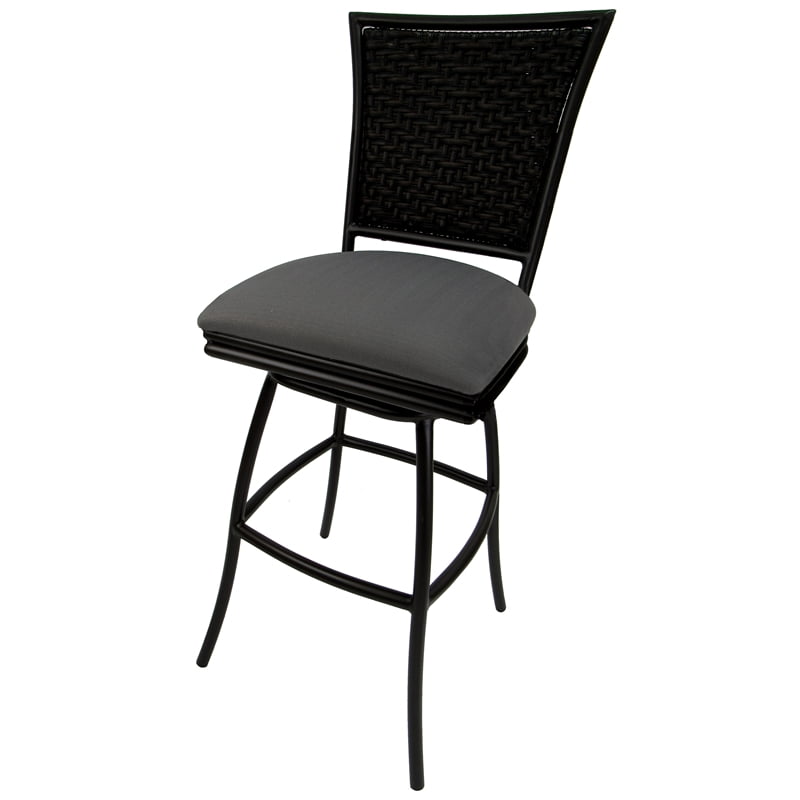 Outdoor Extra Tall Patio Bar Stool 34" Erin Armless Black Dark Grey