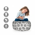 thumbnail image 2 of Abstract Storage Toy Bag Chair, Square Shapes with Doodle Little Dots Retro Style Halftone Effect Design, Stuffed Animal Organizer Washable Bag, Small Size, Black and Coconut, by Ambesonne, 2 of 3