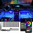 thumbnail image 2 of Kit de luces LED de neón para Interior de coche, tira de luz ambiental para pies, accesorios, retroiluminación, aplicación remota, Control de música, lámparas decorativas RGB automáticas, 2 of 4
