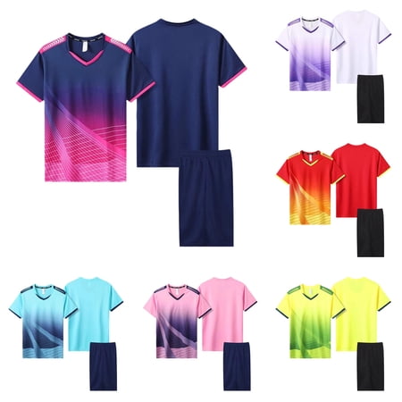 Rggeeun Child Boys Outfit Sets Geometric Striped Print Sportswear Short Sleeve V Neck Quick Drying Top & Elastic Waist Lightweight Athletic Shorts for Summer Daily Use Sweet Wear Blue 5-6 Years
