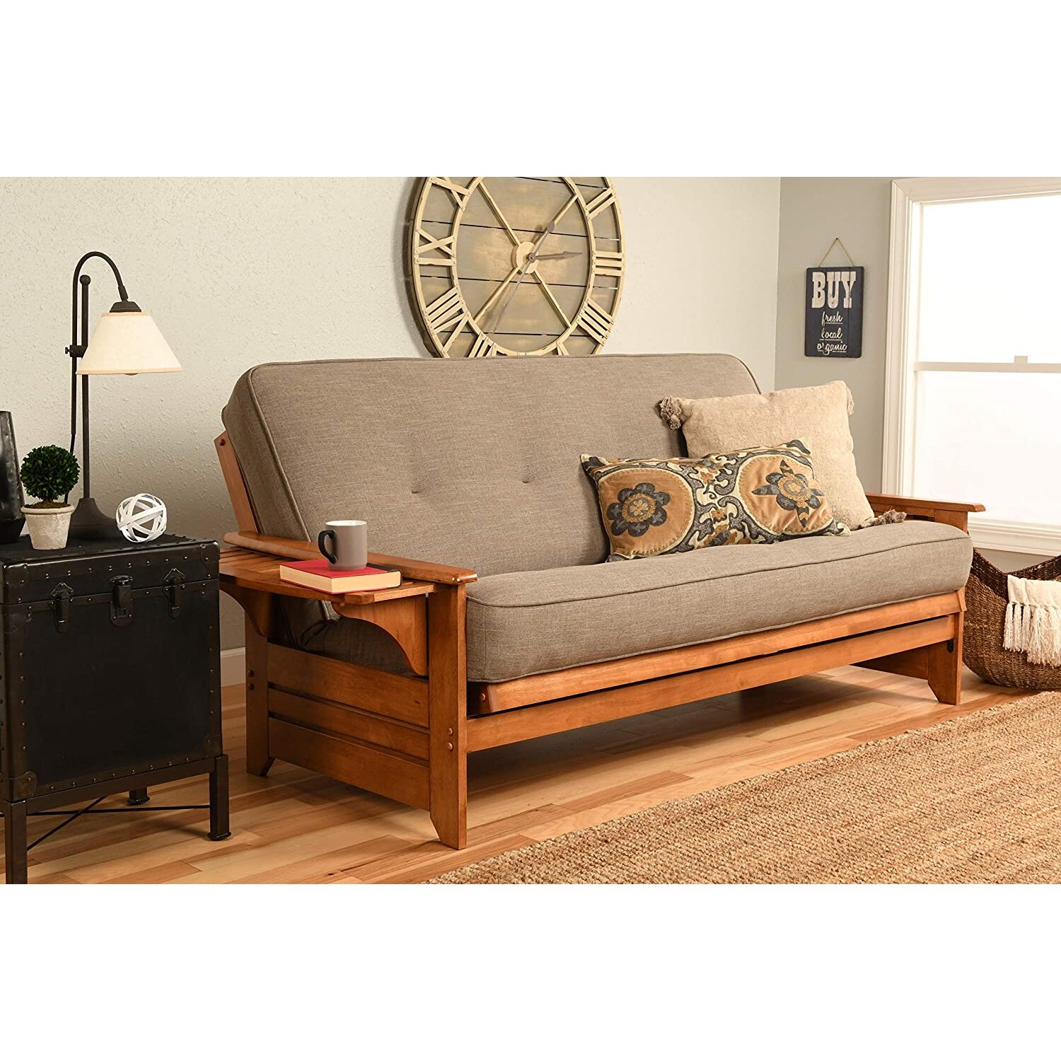 Albany Futon with storage in Barbados Finish, Multiple Colors