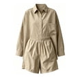 thumbnail image 3 of Sokhug Womens 2 Piece Casual Set Plus Size Oversized Button Down Shirt and Elastic Waist Shorts with Pockets Soft Breathable Summer Outfit, 3 of 5