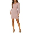 thumbnail image 1 of Vestido Houndstooth Inspire Chic para mujer, con cuello en V, mangas largas, elegante y tipo sheath, 1 of 6