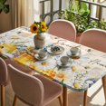 thumbnail image 3 of White Daisy Table Cloths for 6 Foot Rectangle Tables, Spring Floral Elegant Pastoral Botanical Bees Patio Waterproof Elastic Fitted Tablecloths, Washable Rectangular Table Cover for Camping, 3 of 8